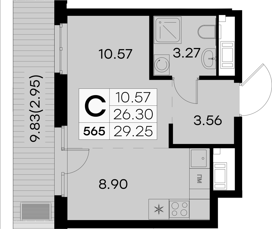 Квартира студия 29.25 м², 8/8 эт., ЖК «Glorax City Балтийская»